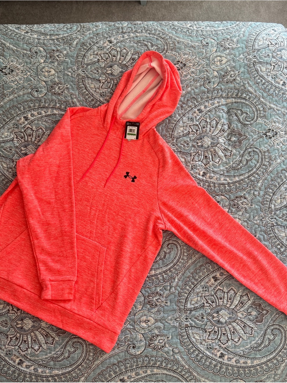 Under Armour Neon Coral Hooded Performance Pullover